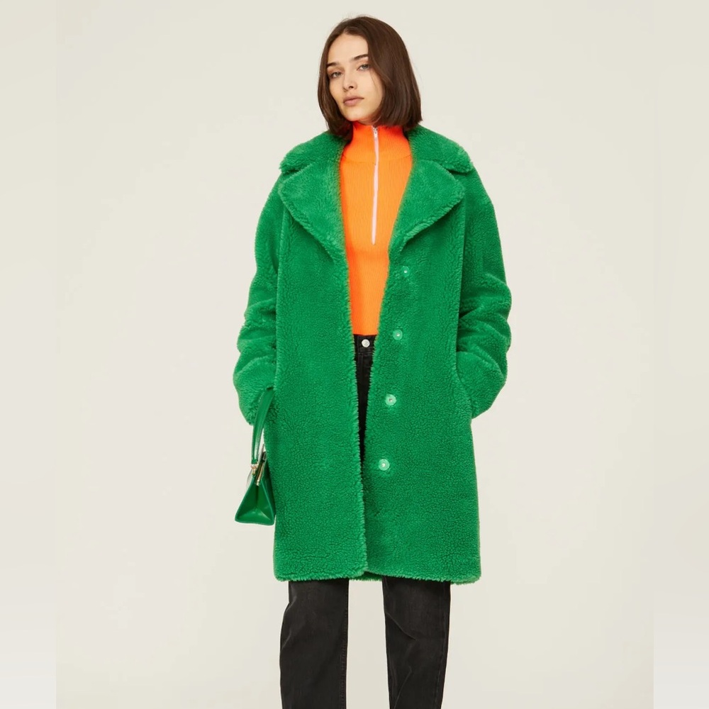 Stand Studio Green Camille Faux Fur Coat